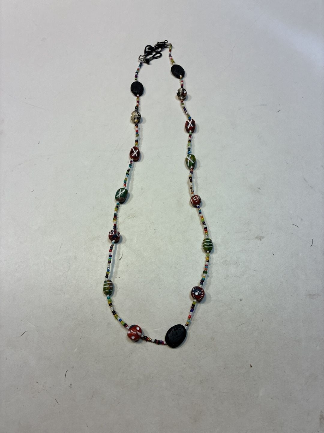 Unbranded Bohemian Multicolor Glass Seed And Lava Stone Bead Necklace 2