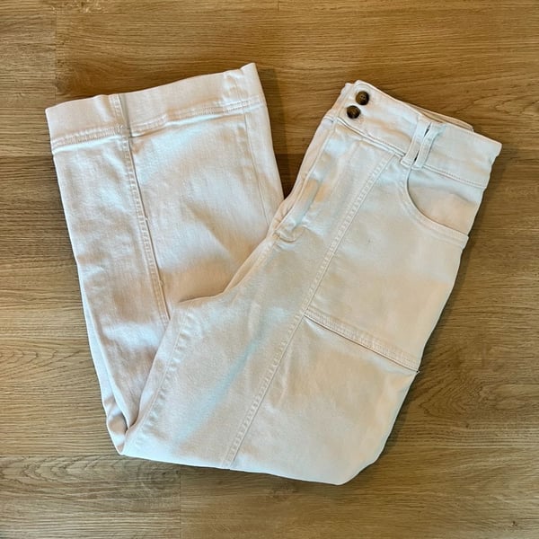 Pilcro, Anthropology White Wide Leg Pants, Stretchy, Utility High, 30