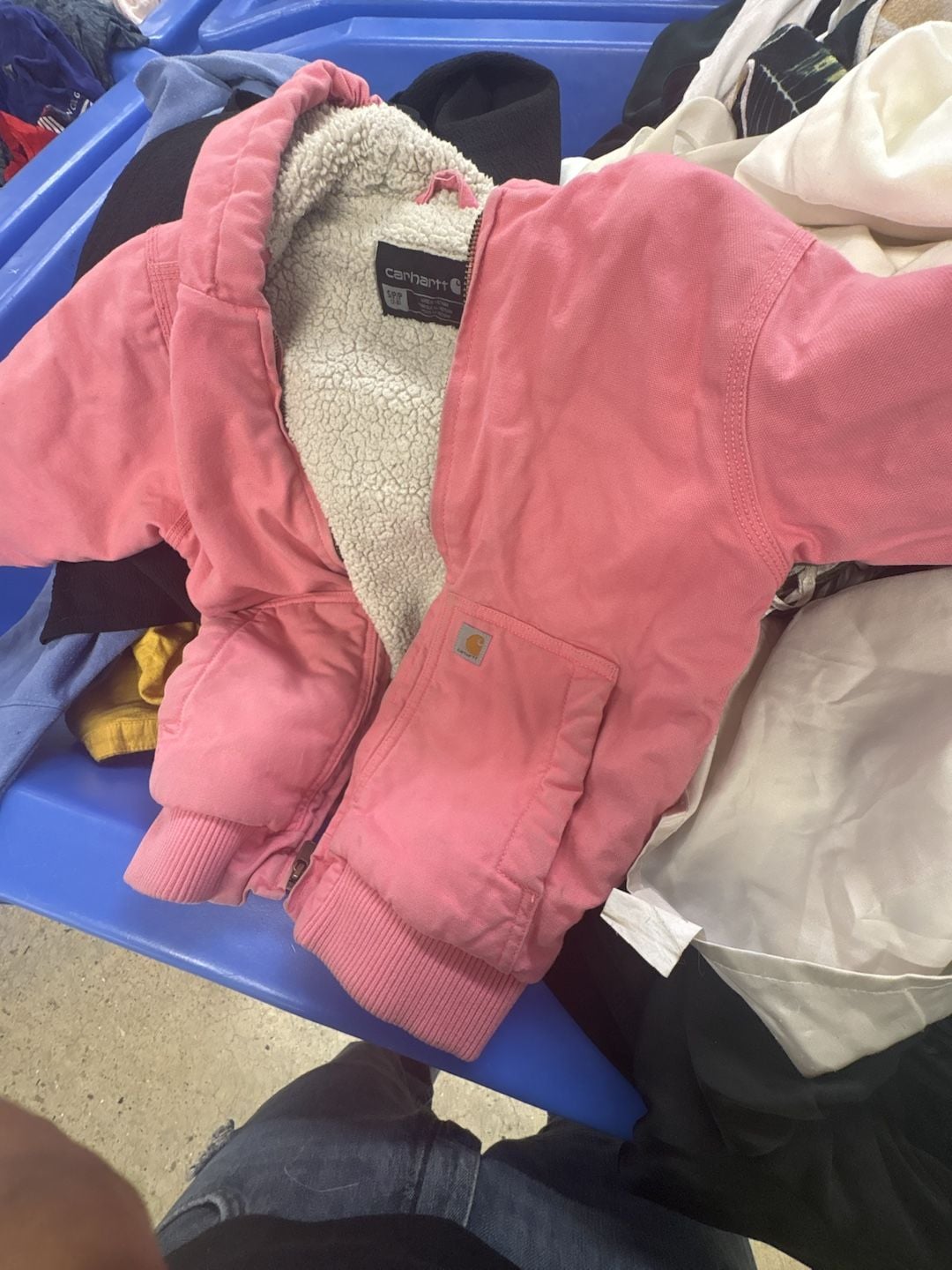 Carhartt Duck Sherpa Lined Hooded Jacket Size 7/8 Pink 1