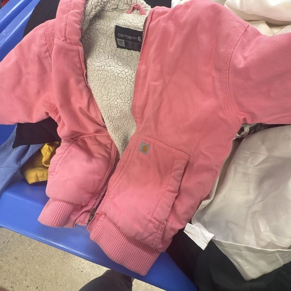Carhartt Duck Sherpa Lined Hooded Jacket Size 7/8 Pink