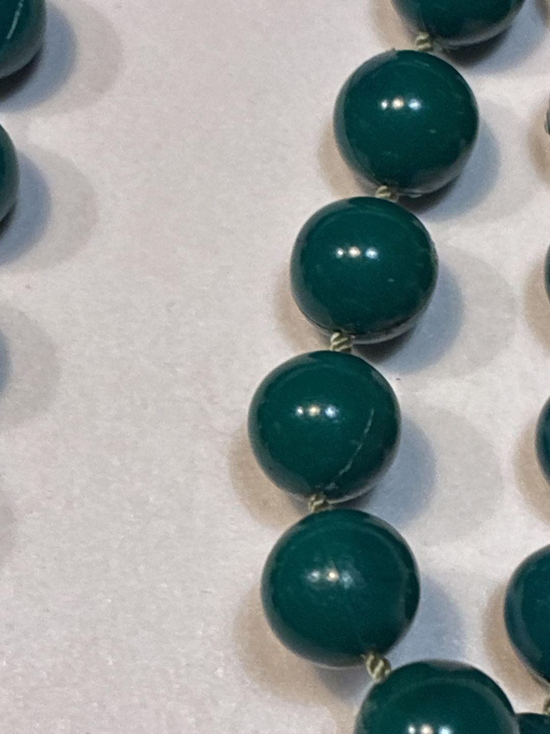 Vintage Two Strand Dark Green Beaded Necklace Hong Kong 5