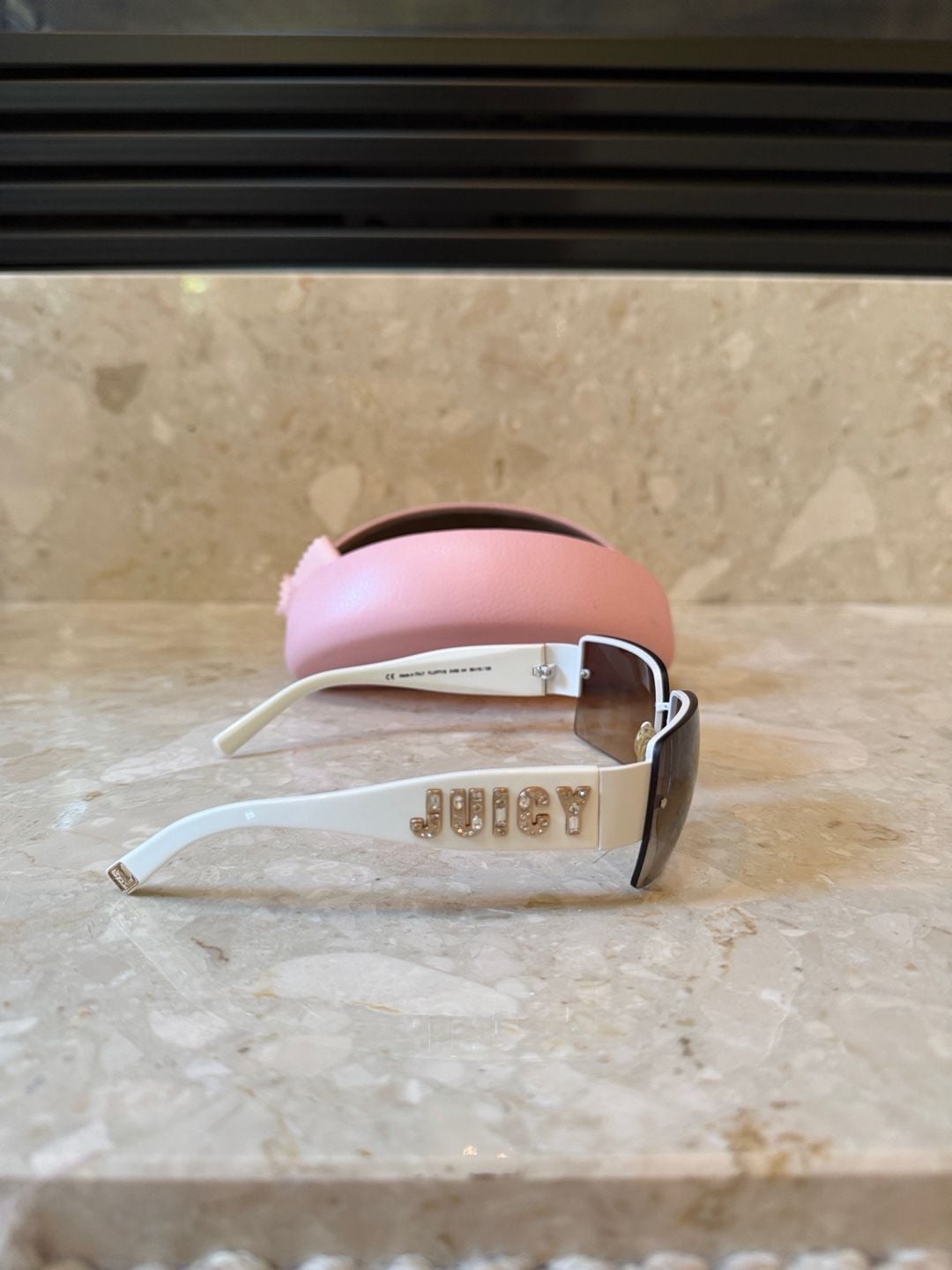 Juicy Couture Fluffy/S Sunglasses White Gold Rhinestone Size 56-16 3