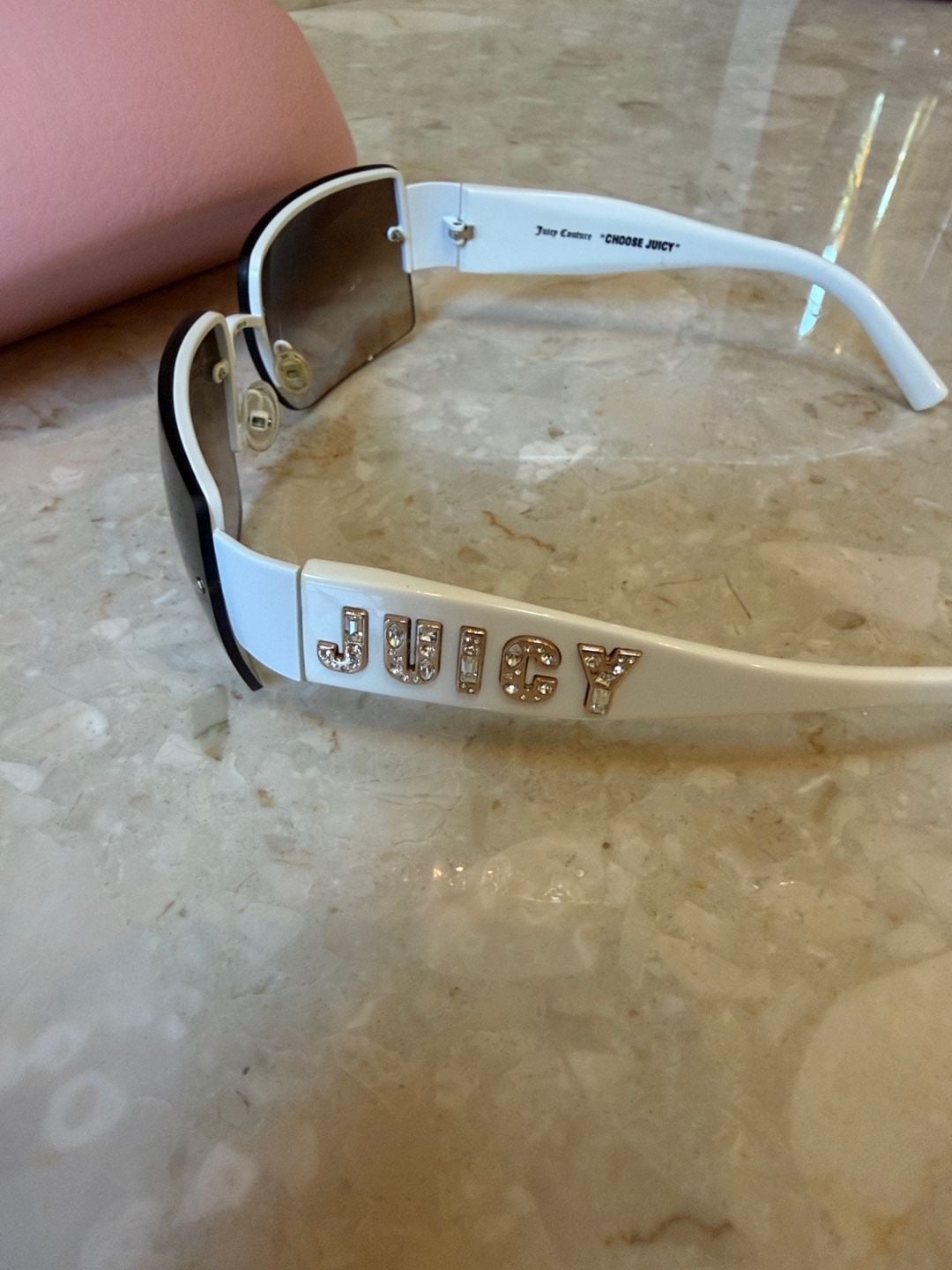 Juicy Couture Fluffy/S Sunglasses White Gold Rhinestone Size 56-16 8