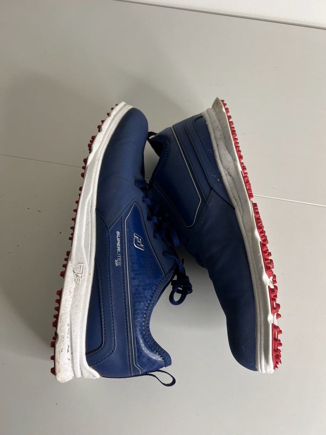 FootJoy SuperLites XP Golf Shoes Navy Blue Red Spikeless 5