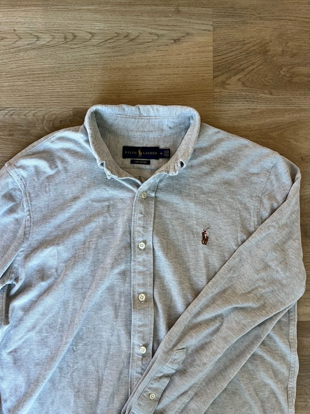 Ralph Lauren, Knit Oxford Button Down, Business Casual, Heathered Gray, M 3