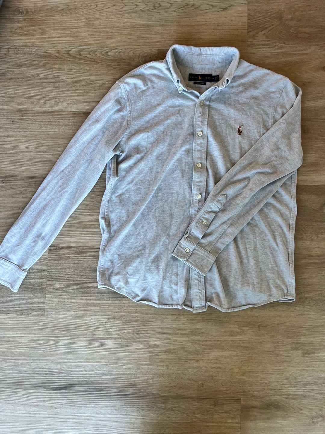 Ralph Lauren, Knit Oxford Button Down, Business Casual, Heathered Gray, M 6