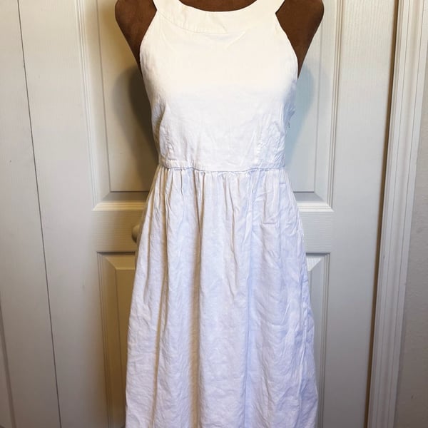 Theory Dress Size 8 White Linen Blend Halter Midi Sleeveless