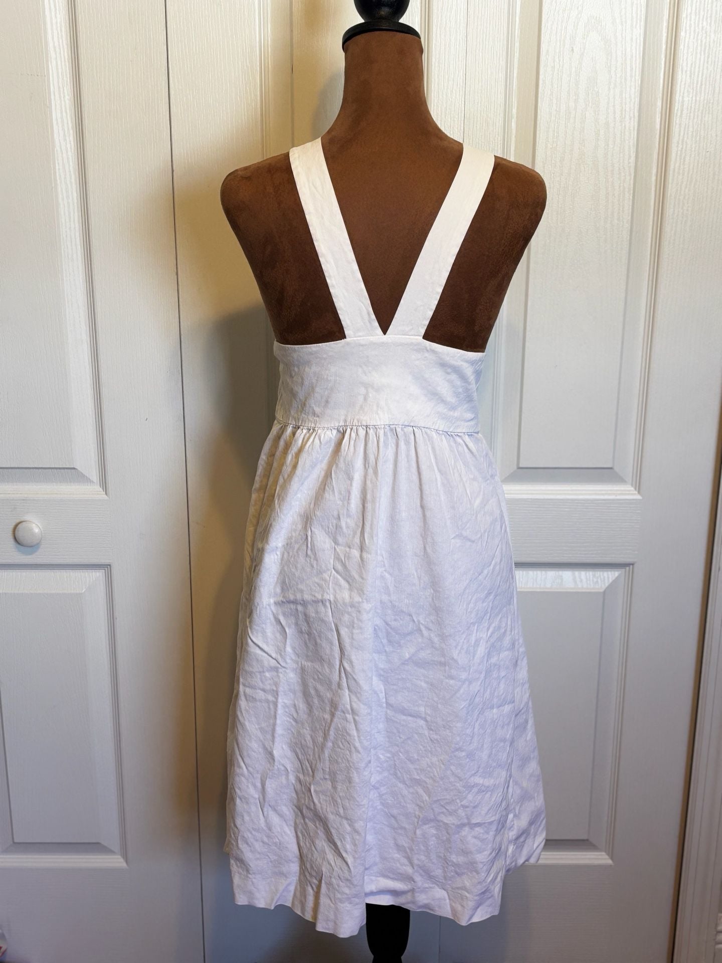 Theory Dress Size 8 White Linen Blend Halter Midi Sleeveless 3