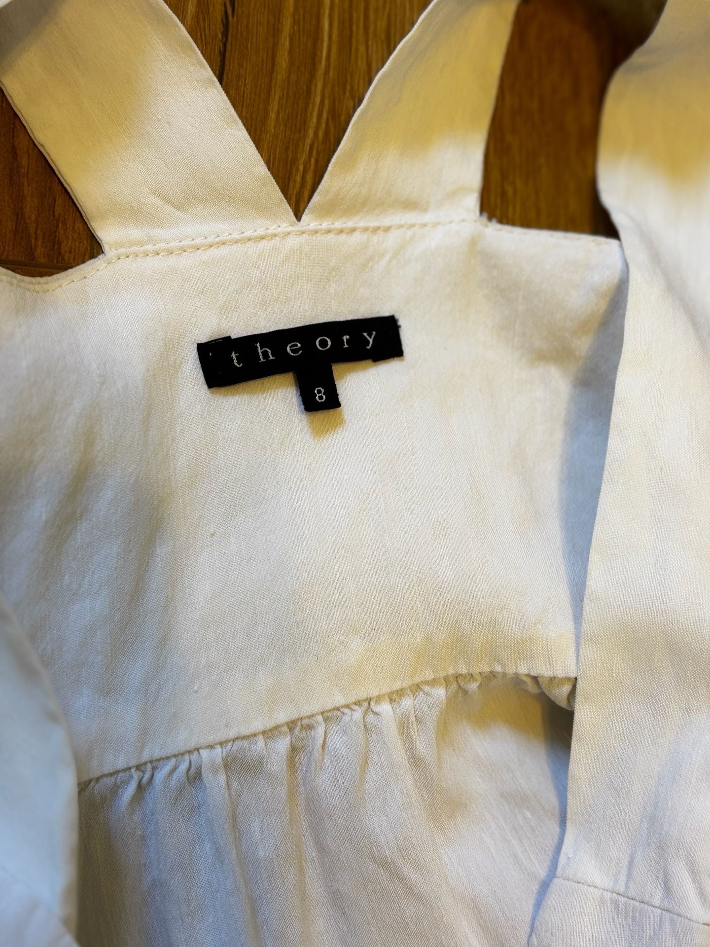 Theory Dress Size 8 White Linen Blend Halter Midi Sleeveless 4