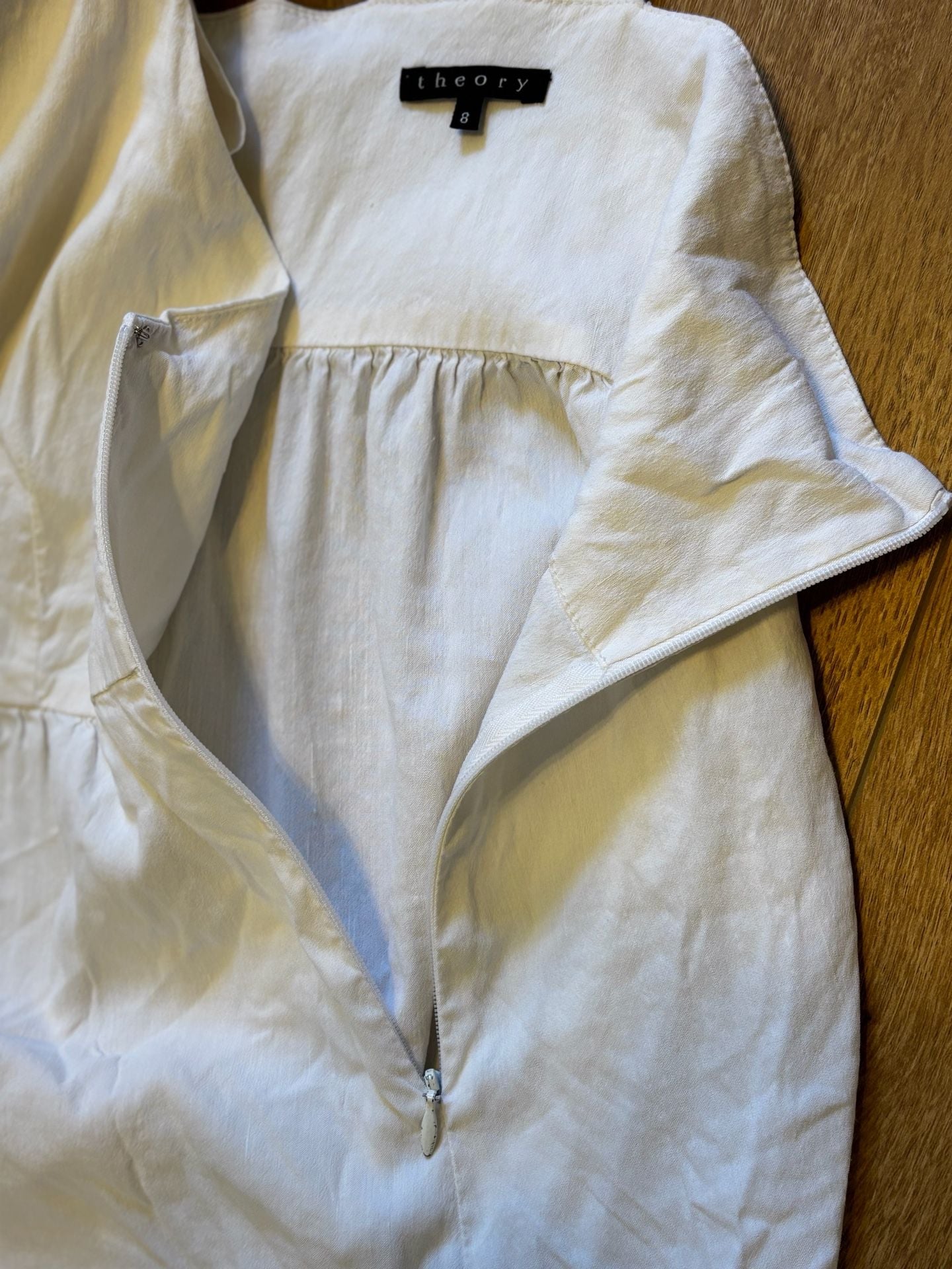 Theory Dress Size 8 White Linen Blend Halter Midi Sleeveless 5