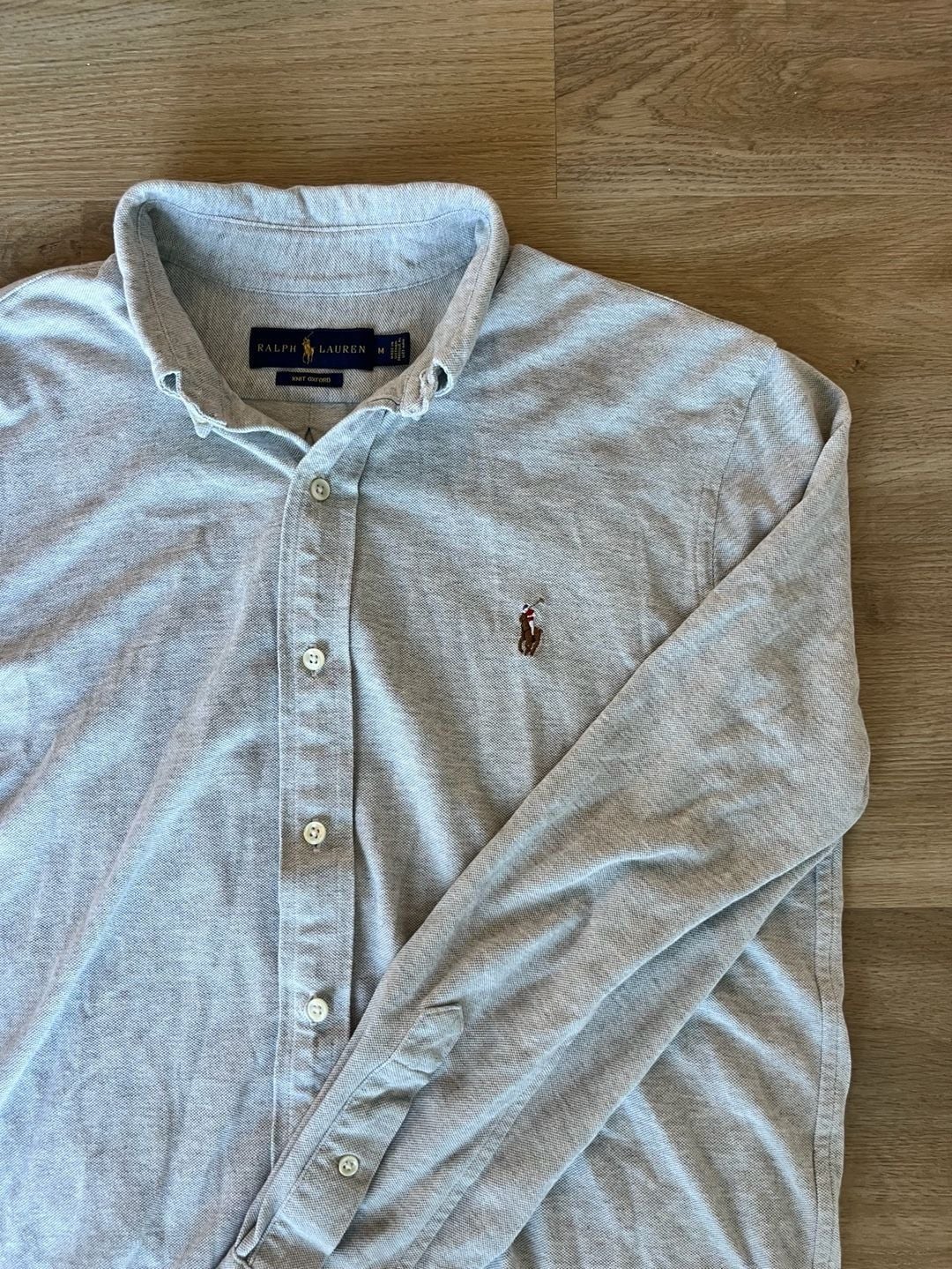 Ralph Lauren, Knit Oxford Button Down, Business Casual, Heathered Gray, M 2