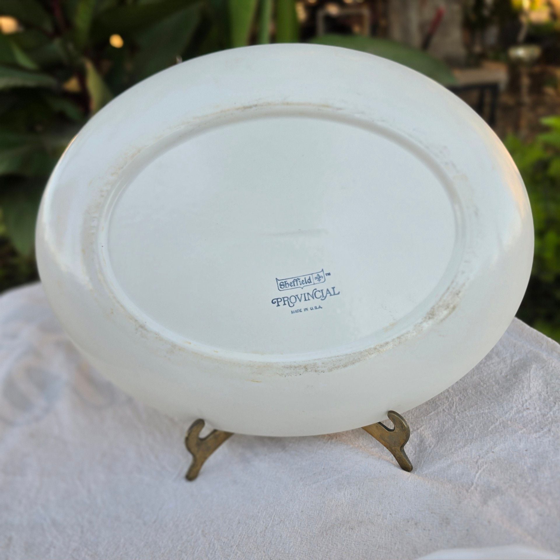 Homer Laughlin Dinnerware Blue White Sheffield Provincial 13.5” Oval Platter USA 2
