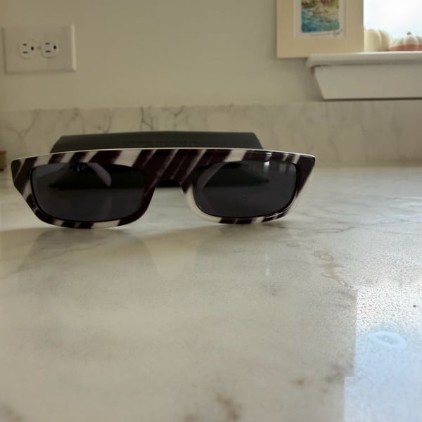 Moschino MOS047/S Sunglasses Size 53-19-135 White Black Brushstroke
