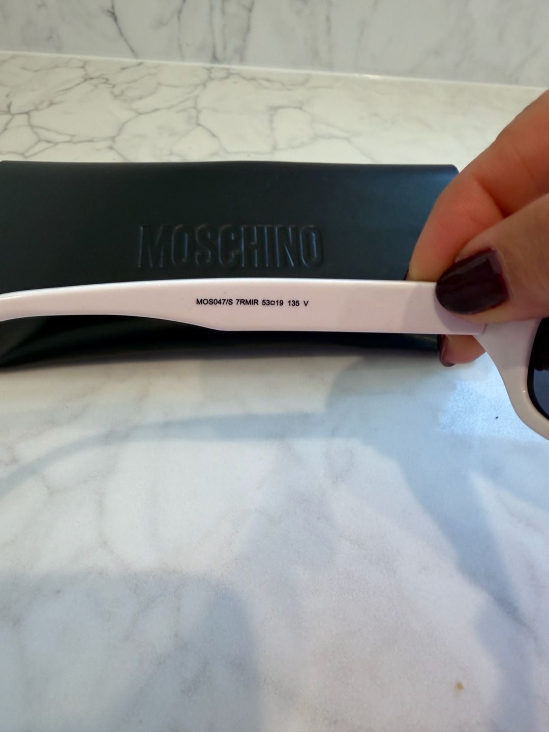 Moschino MOS047/S Sunglasses Size 53-19-135 White Black Brushstroke 5