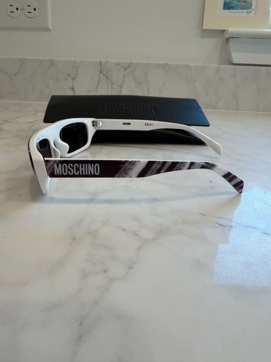 Moschino MOS047/S Sunglasses Size 53-19-135 White Black Brushstroke 7