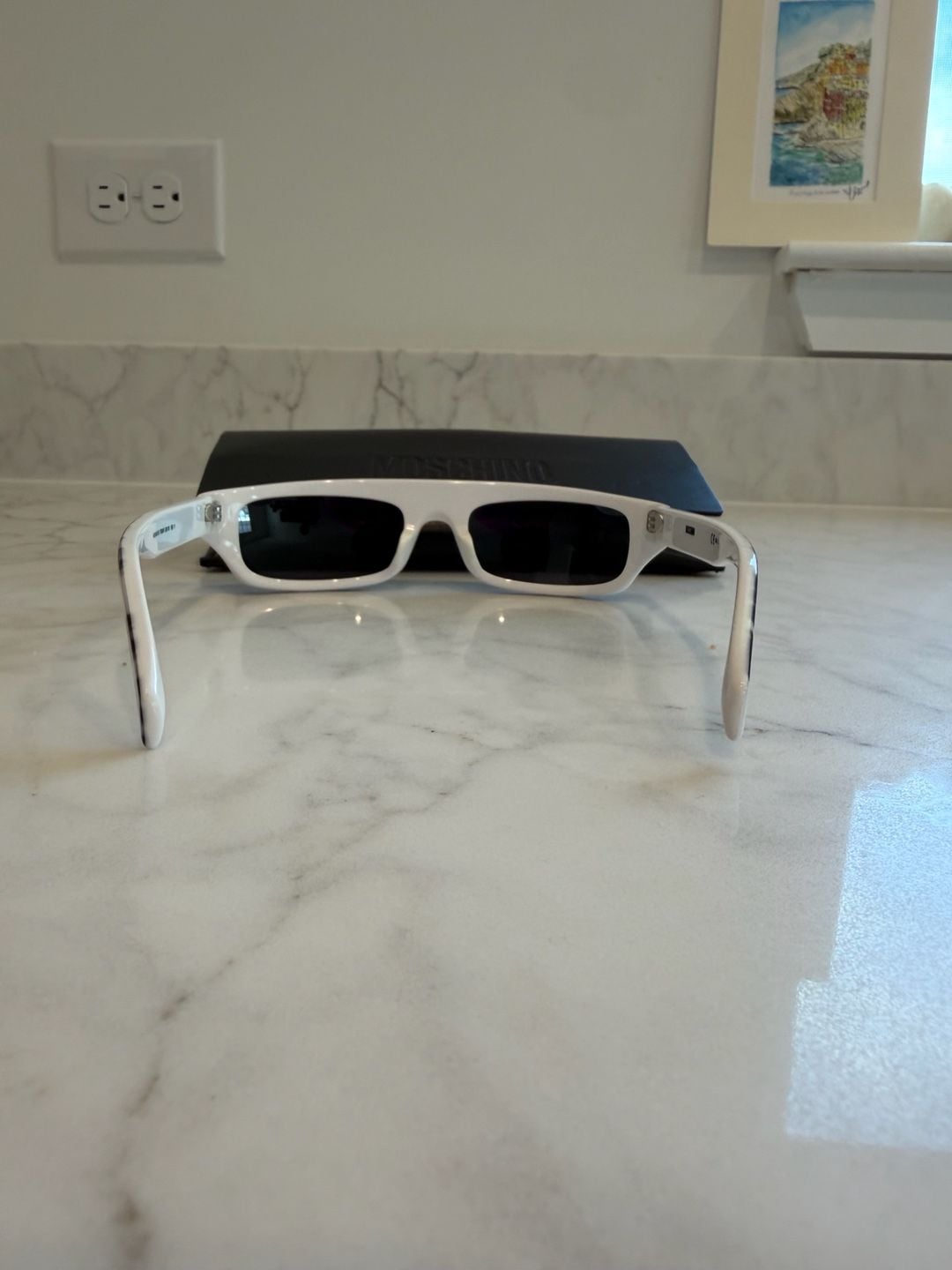 Moschino MOS047/S Sunglasses Size 53-19-135 White Black Brushstroke 8
