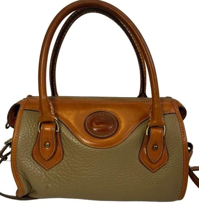 Dooney & Bourke Vintage All Weather Leather Taupe Satchel Crossbody Bag 9