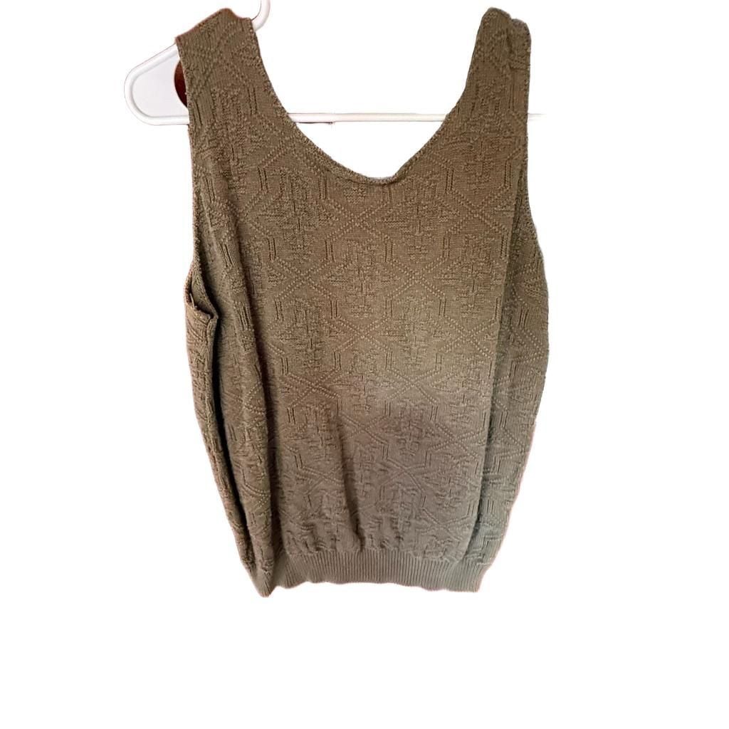 Stefano Sportswear Knit Tank Top Brown Geometric Textured Scoop Neck 4