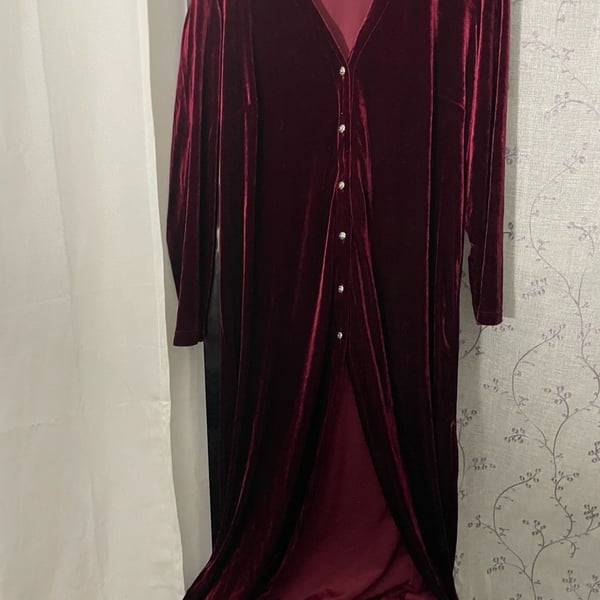 Ronni Nicole Velvet Dress Size 16 Burgundy Long Sleeve
