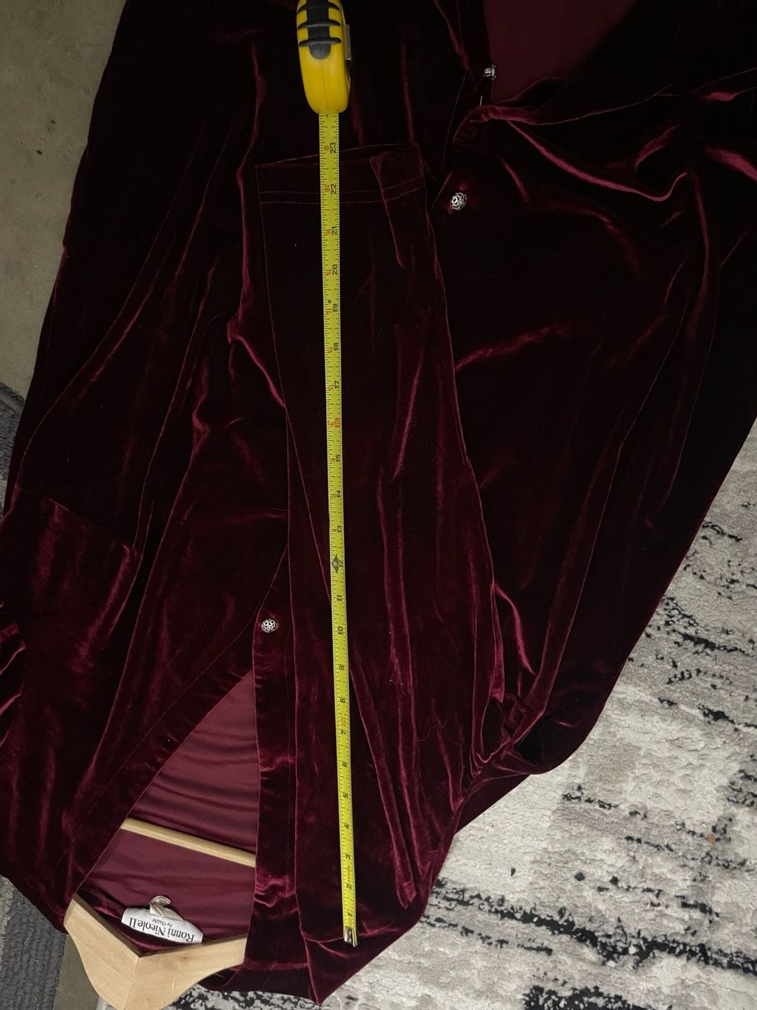 Ronni Nicole Velvet Dress Size 16 Burgundy Long Sleeve 12