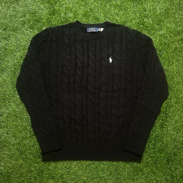 Polo Ralph Lauren Cable Knit Sweater Size L Black new