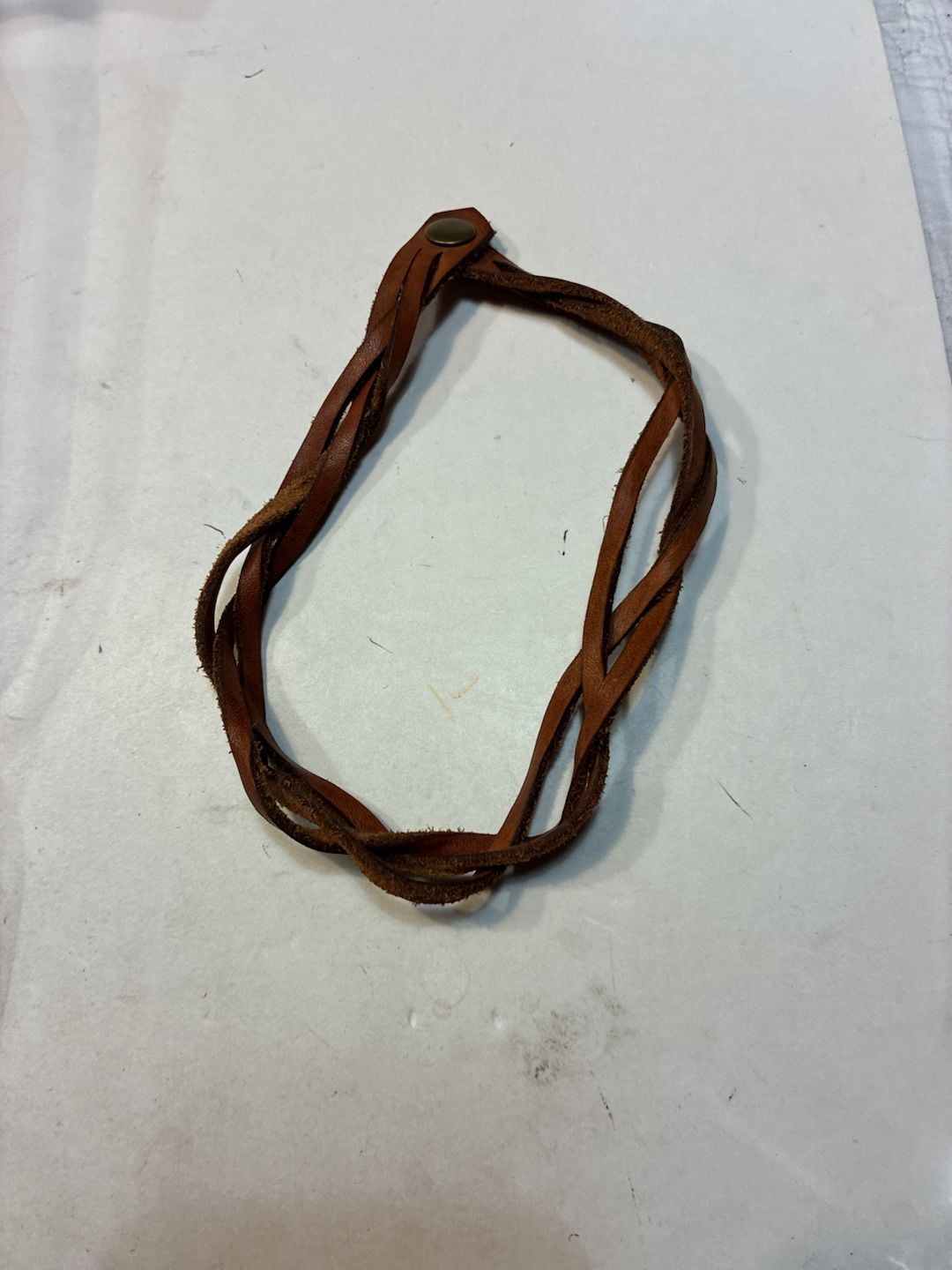 Unbranded Brown Braided Leather Strap Snap Closure 7 Inches Brown 1