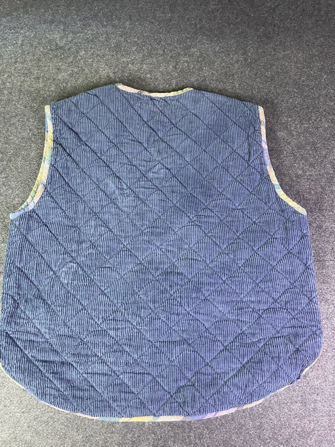 Protest Quilted Corduroy Vest Plaid Blue 8
