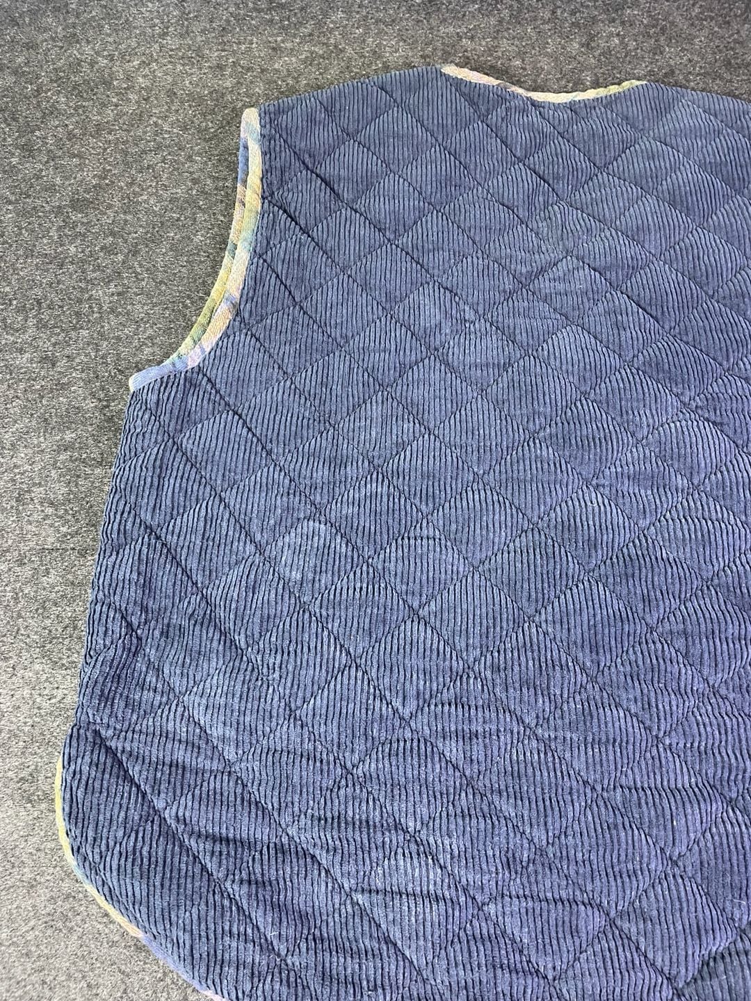 Protest Quilted Corduroy Vest Plaid Blue 9