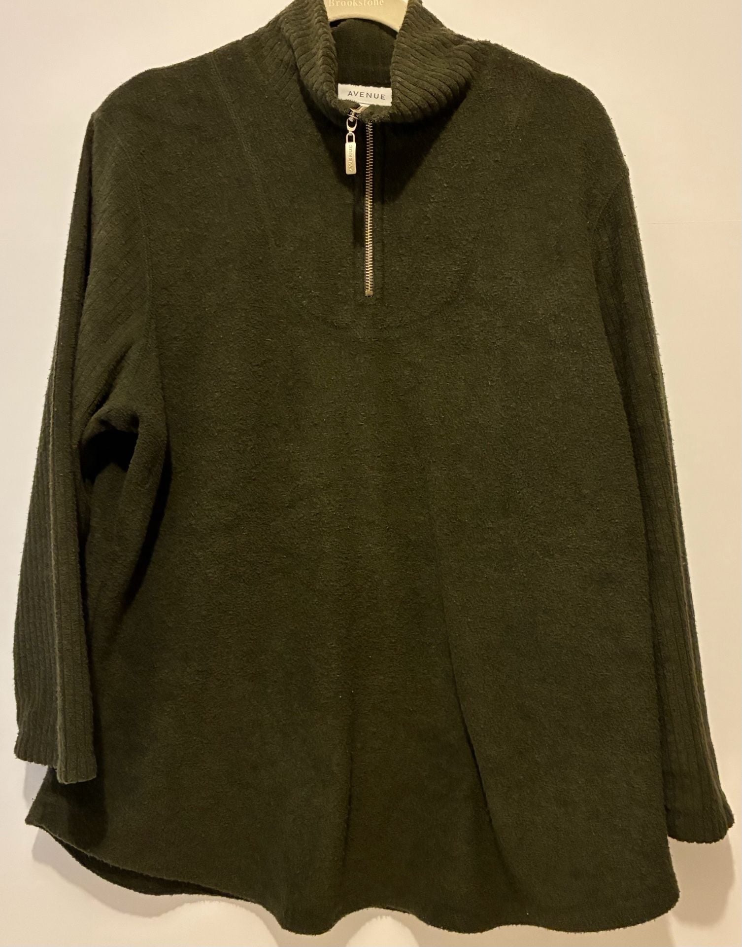 Avenue Half Zip Pullover Sweater Size 18/20 Olive Green Mock Neck 2