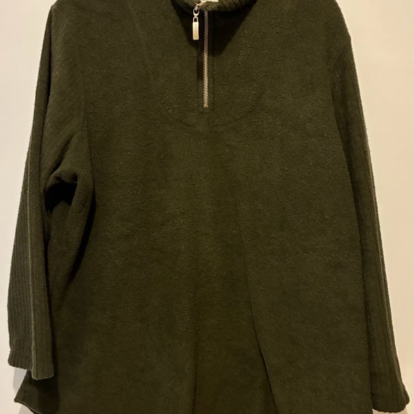 Avenue Half Zip Pullover Sweater Size 18/20 Olive Green Mock Neck
