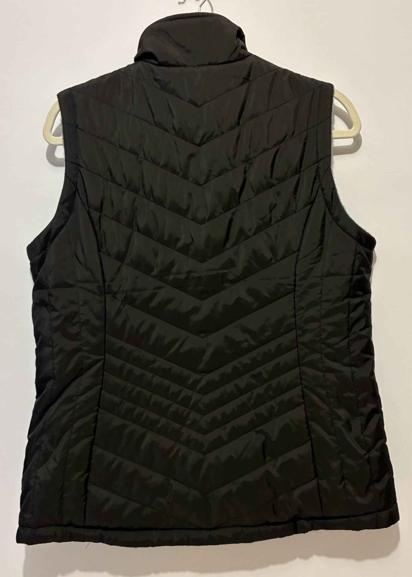 Free Country Quilted Vest Size M Black Faux Fur Lined 3