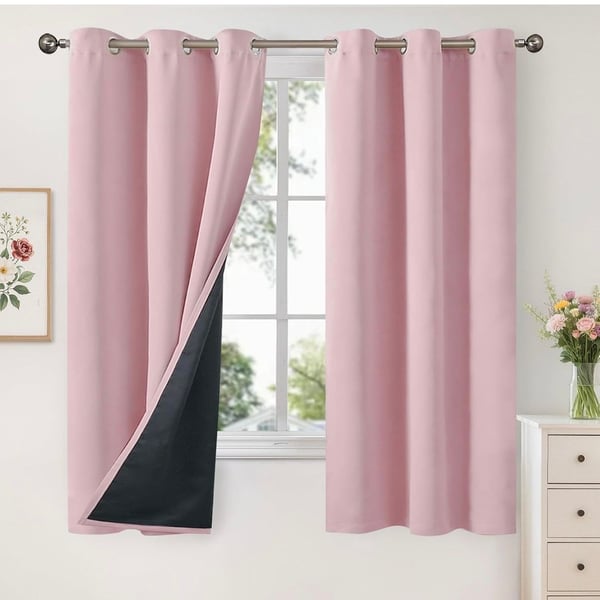 YoungsTex Blackout Curtains Size 42W x 63L Pink Grommet
