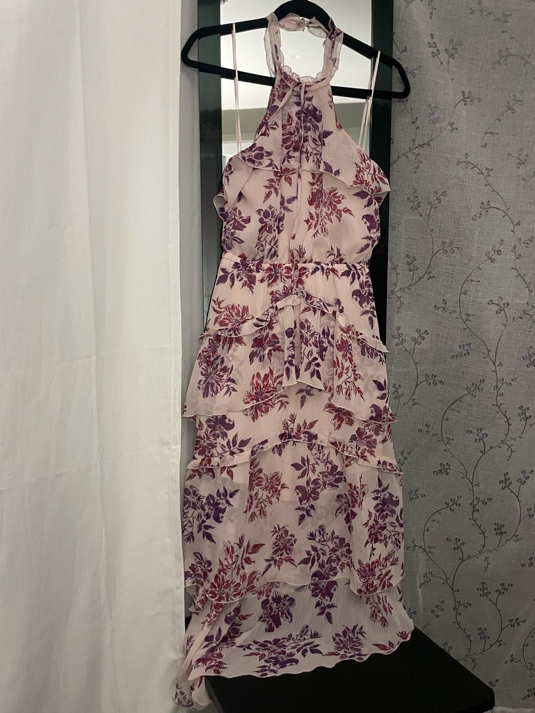 Express Halter Tiered Floral Dress Size S 2