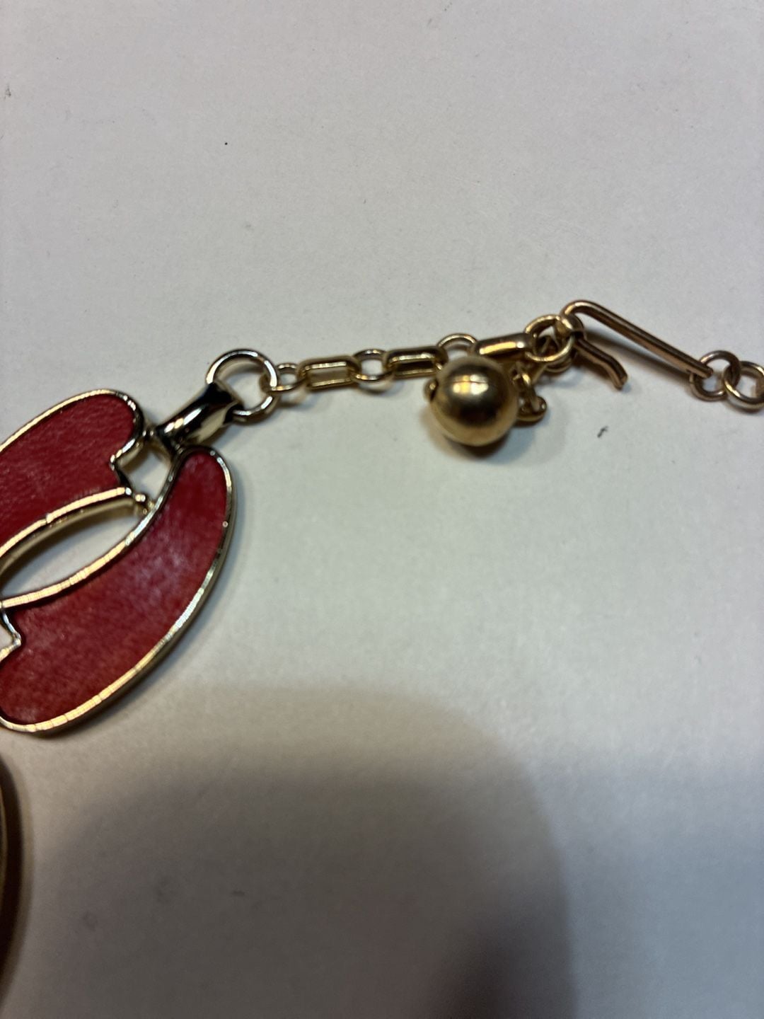 Vintage Gold Tone Red Enamel Link Statement Necklace Choker Jewelry 4