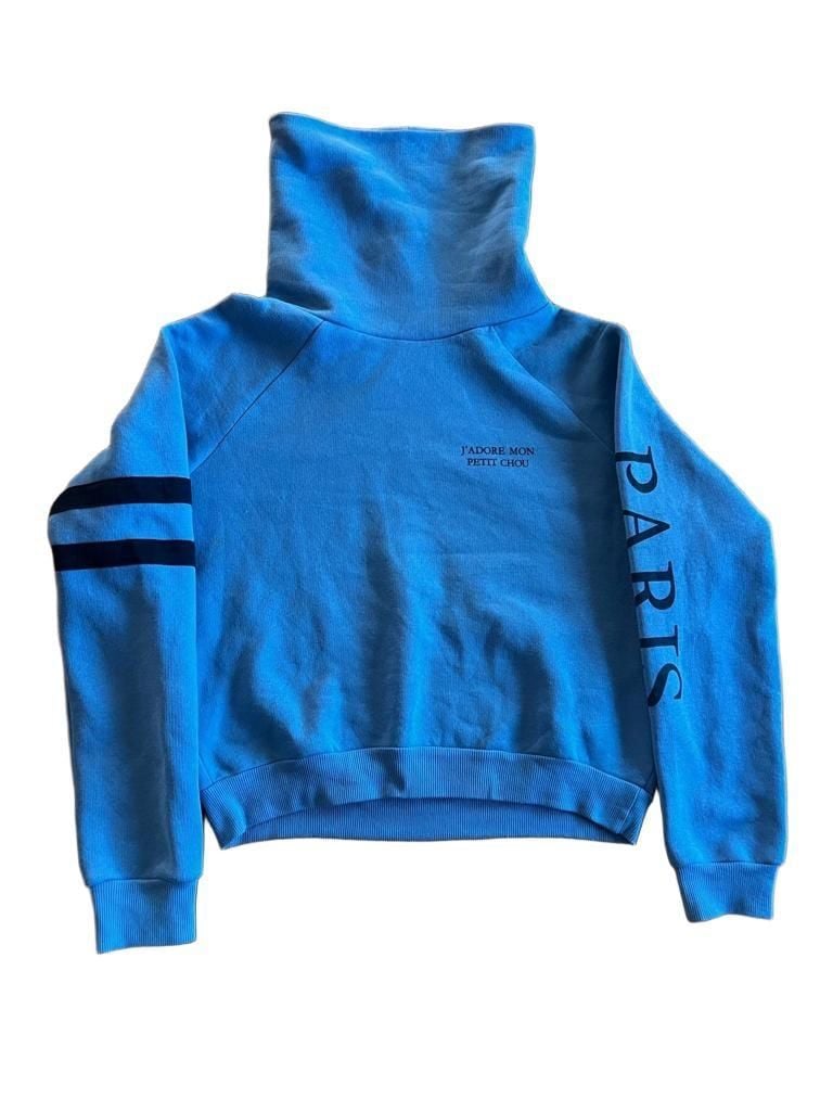 Subdued Paris Turtleneck Sweatshirt Women’s M Sapphire Blue Cropped Pullover 3