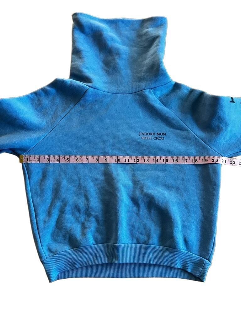 Subdued Paris Turtleneck Sweatshirt Women’s M Sapphire Blue Cropped Pullover 5