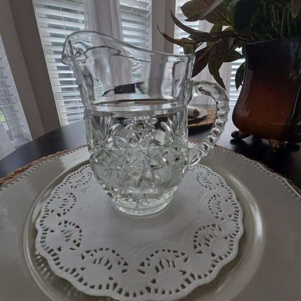 Anchor Hocking Star Of David Clear Glass Creamer Pitcher