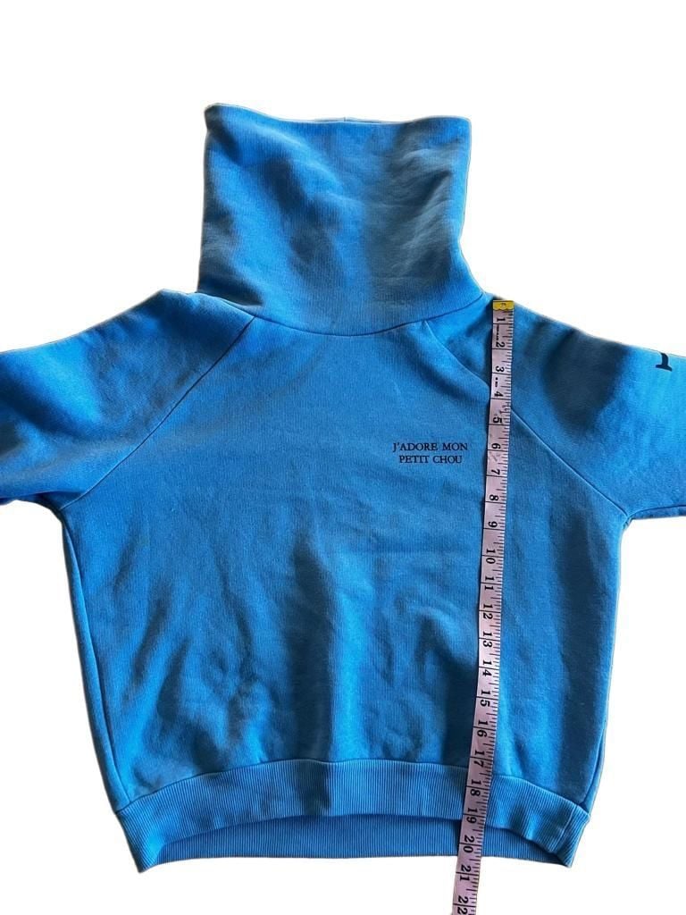 Subdued Paris Turtleneck Sweatshirt Women’s M Sapphire Blue Cropped Pullover 6