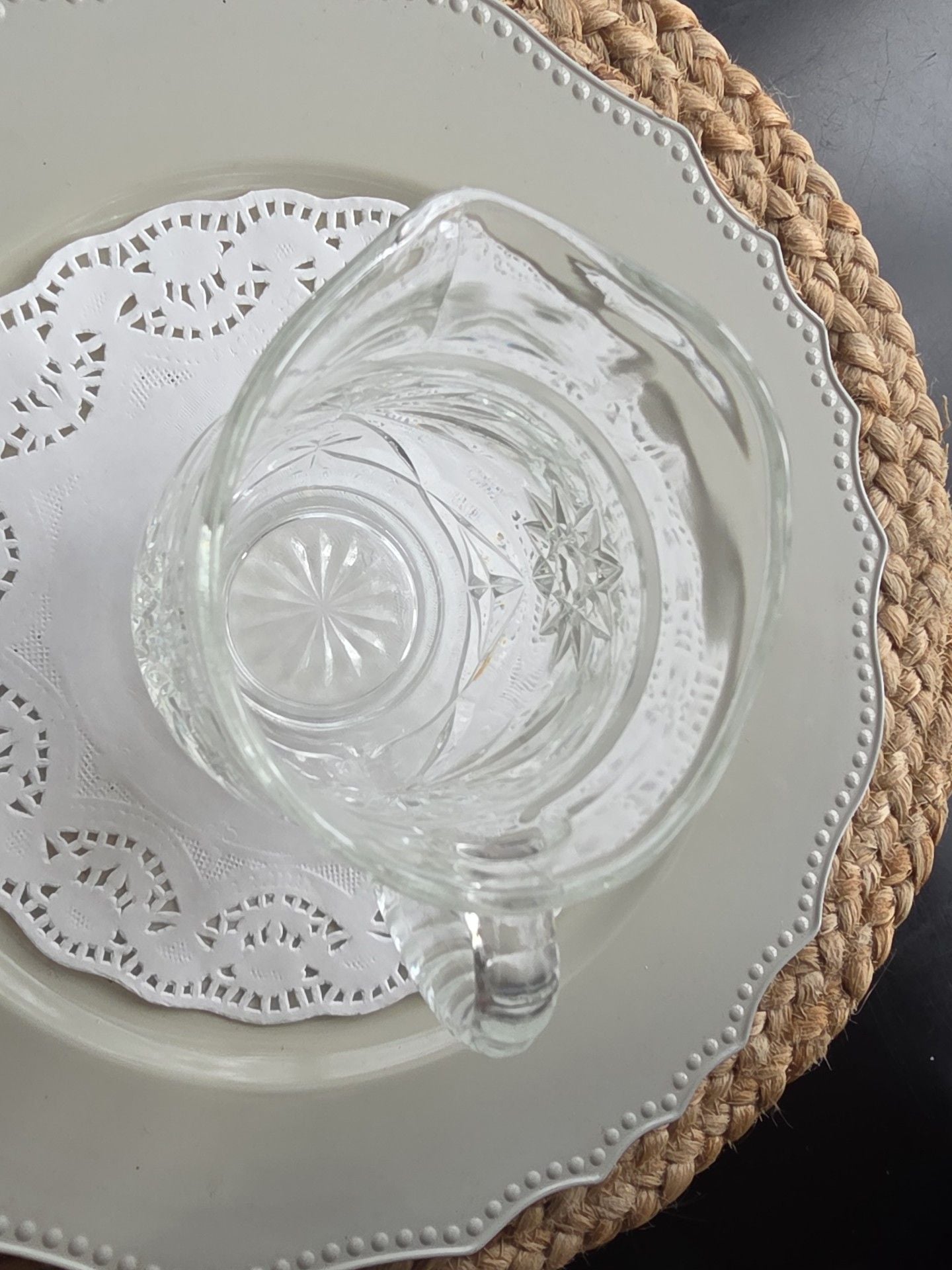 Anchor Hocking Star Of David Clear Glass Creamer Pitcher 3