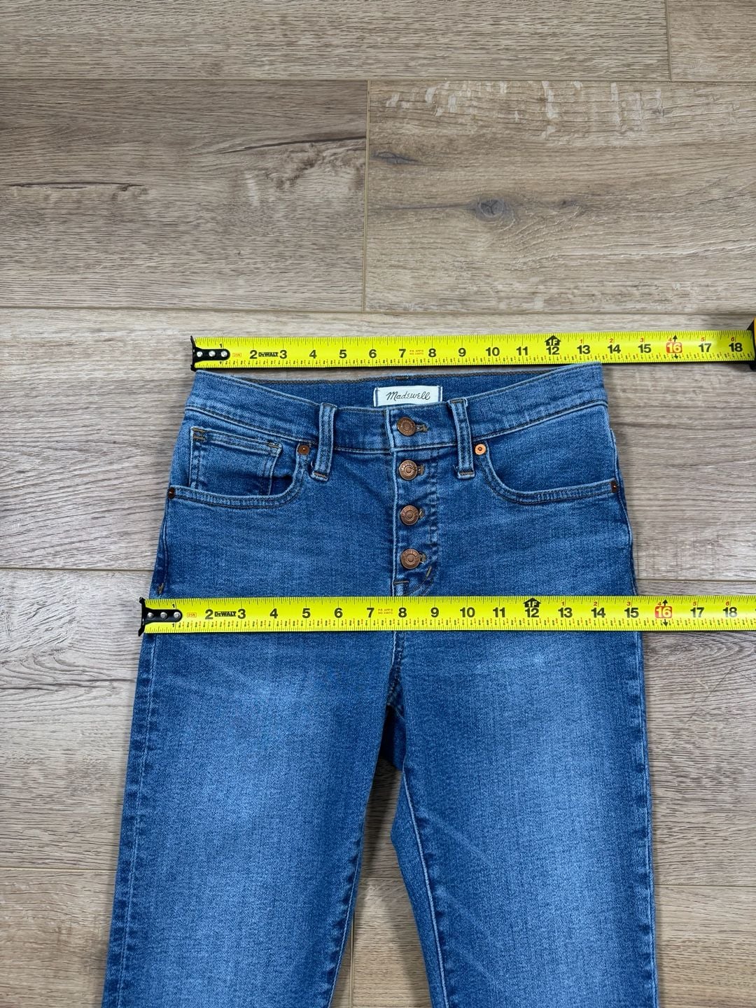 Madewell 9” Mid-Rise Skinny Crop Jeans 26 Blue Button Fly Stretch Denim 8