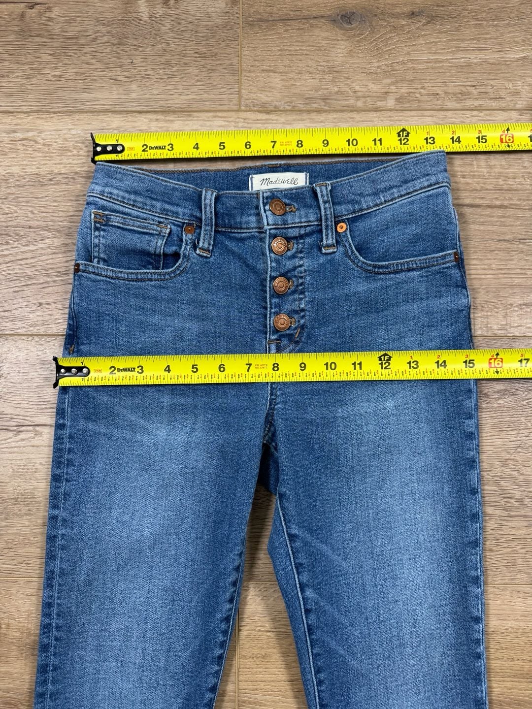 Madewell 9” Mid-Rise Skinny Crop Jeans 26 Blue Button Fly Stretch Denim 9