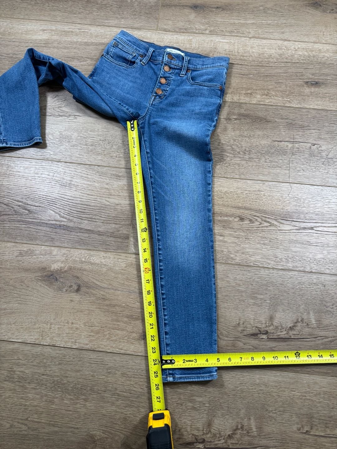 Madewell 9” Mid-Rise Skinny Crop Jeans 26 Blue Button Fly Stretch Denim 10