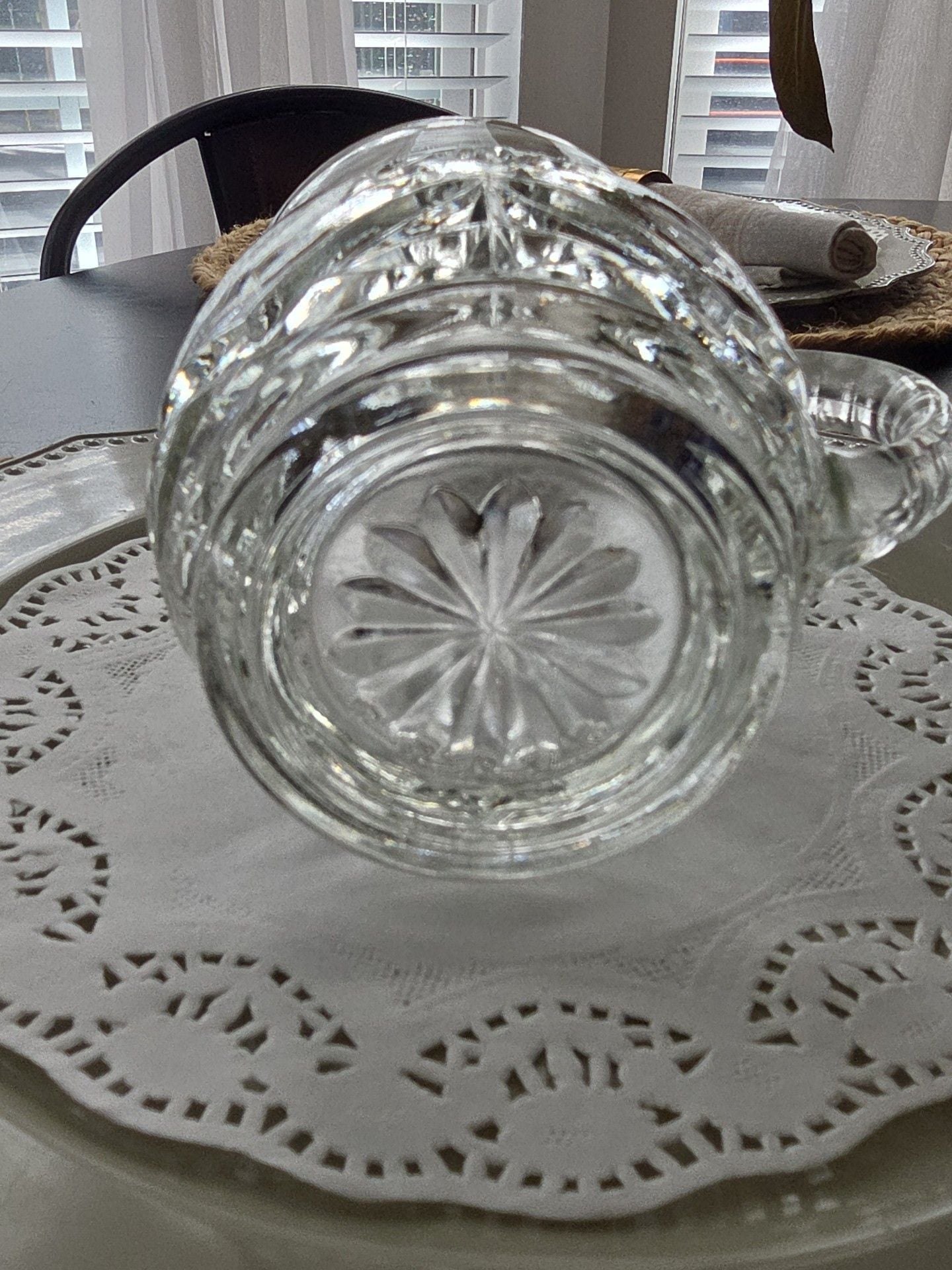 Anchor Hocking Star Of David Clear Glass Creamer Pitcher 4