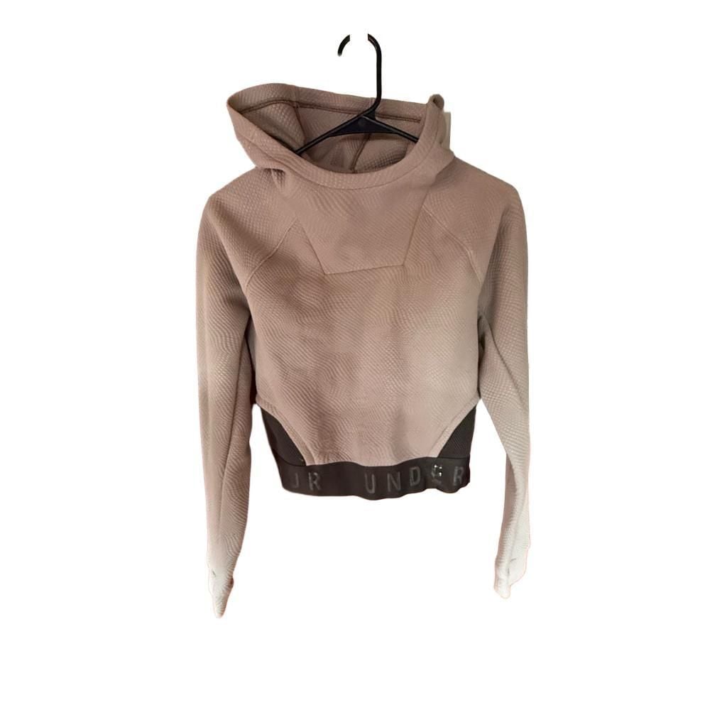 Under Armour Cropped Hoodie Size SM Pink Purple Athletic Pullover 2