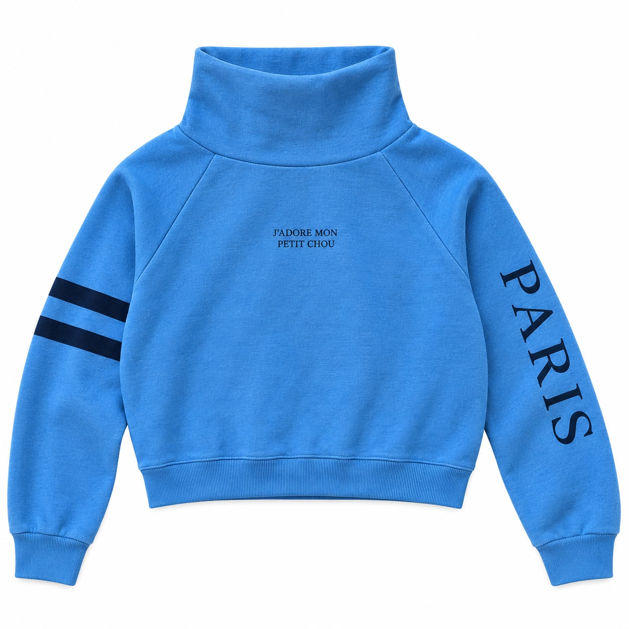 Subdued Paris Turtleneck Sweatshirt Women’s M Sapphire Blue Cropped Pullover 2