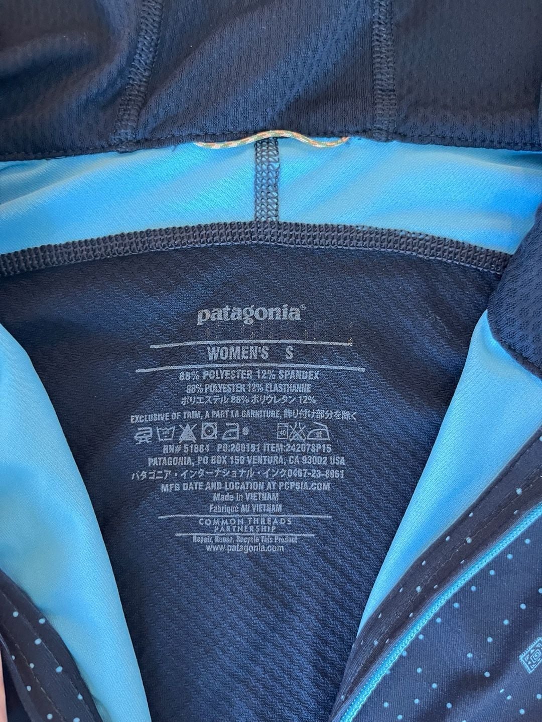 Patagonia,Capilene Thermal Weight Hoody, Blue, Geometric Print, Thumbholes, S 6