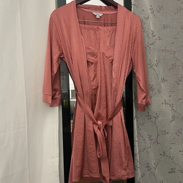 Nicole Miller Loungewear Set Size S Pink 3-Piece with Robe