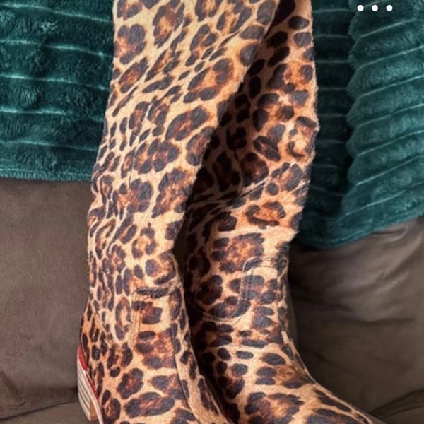 Leopard Print Calf Hair Tall Boots