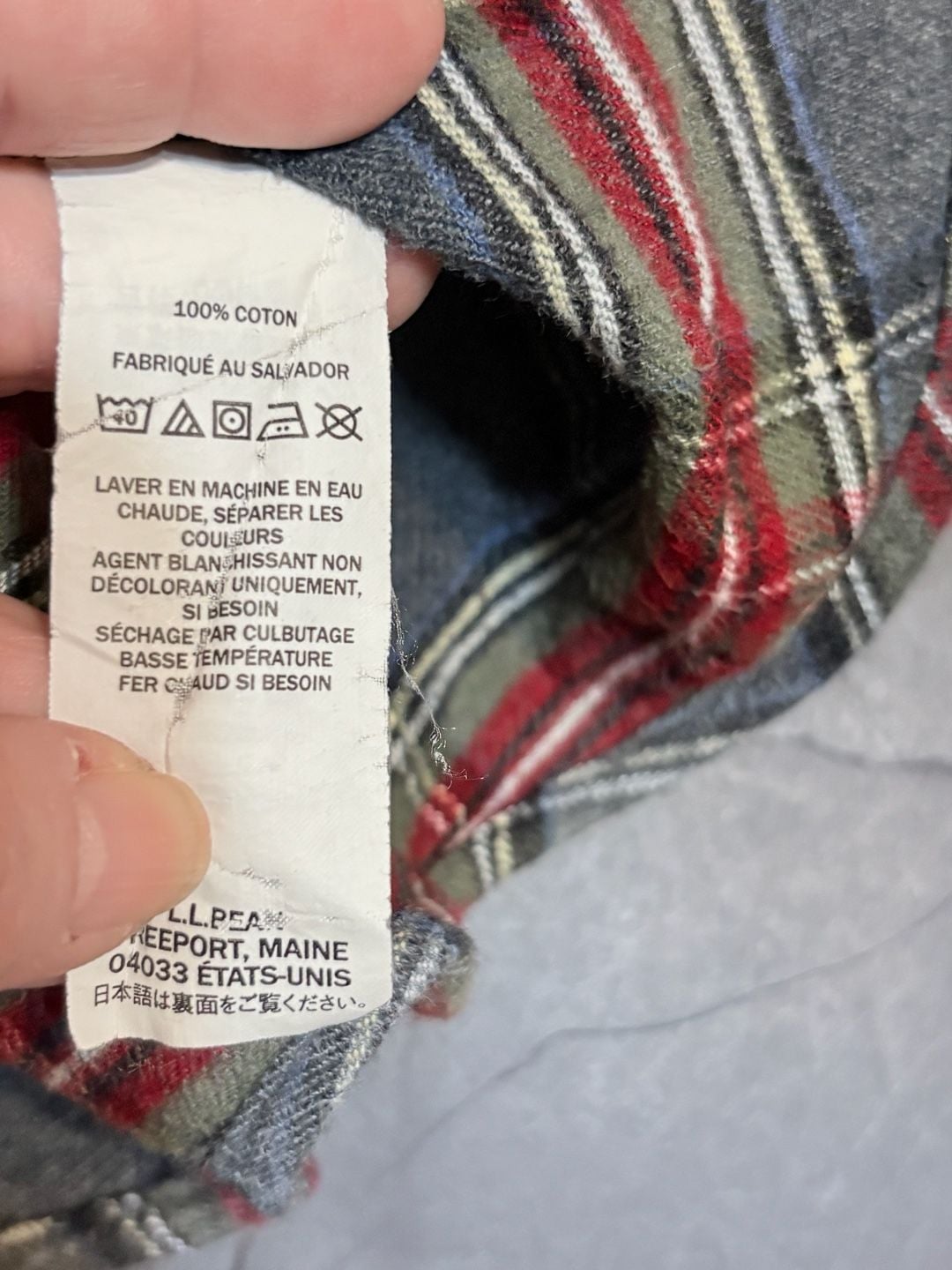 L.L.Bean 1912 Field Flannel Shirt Size S-REG Plaid Gray Cotton 4