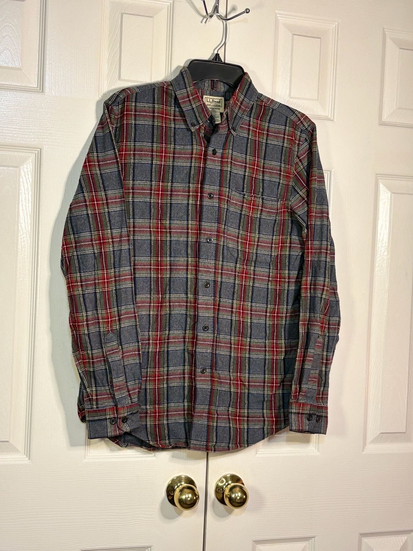L.L.Bean 1912 Field Flannel Shirt Size S-REG Plaid Gray Cotton 5